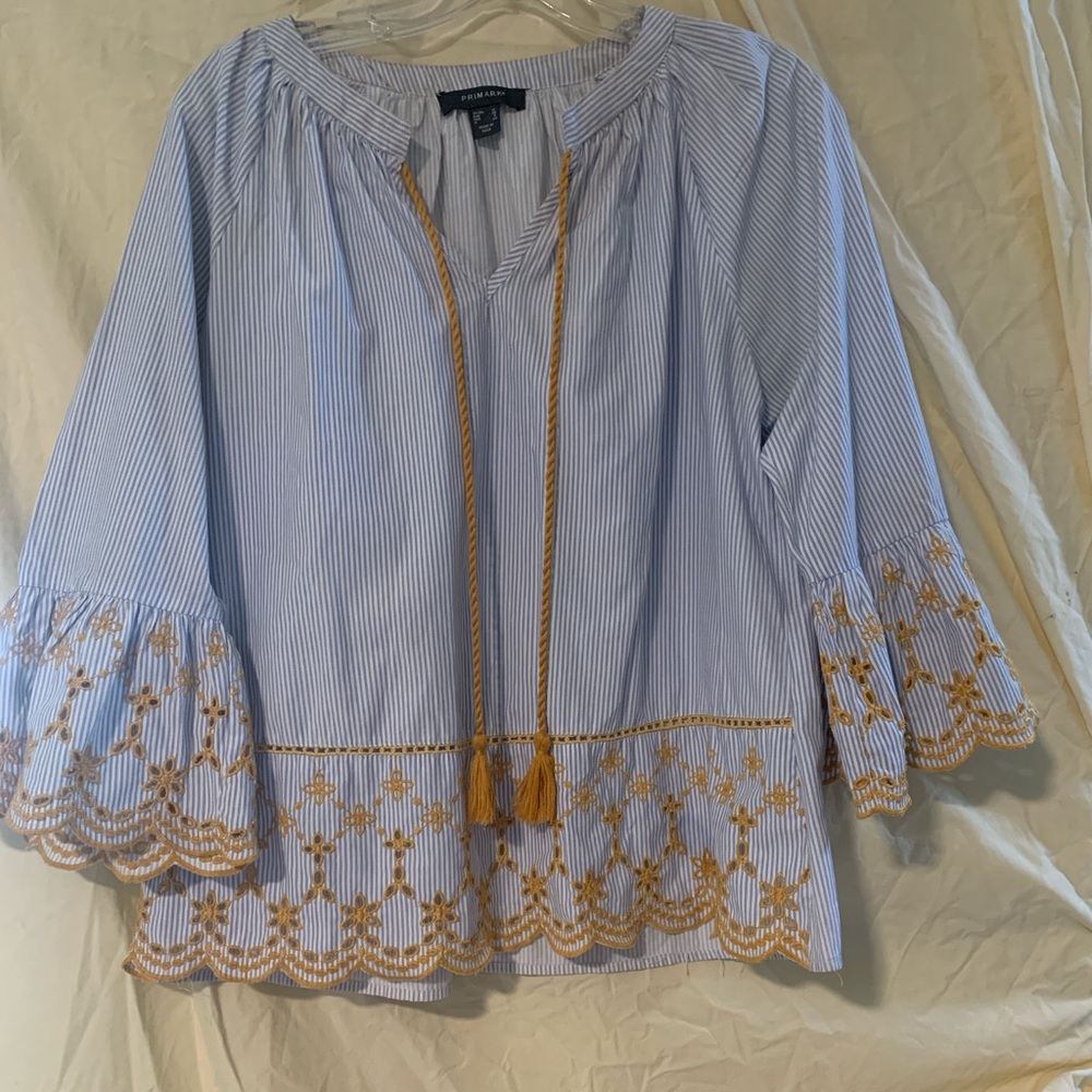 Primark Light Blue and White Striped Blouse